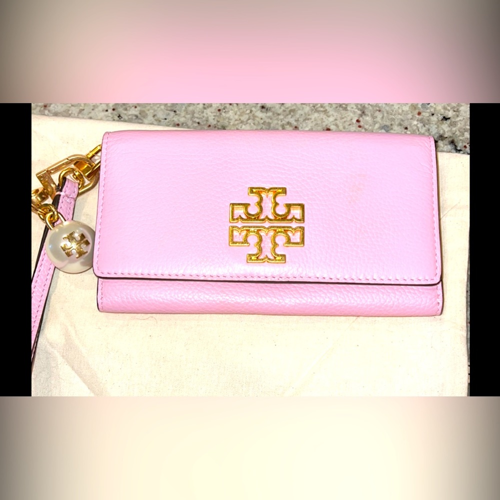 Pink ToryBurch leather wristlet